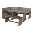 Pemberly Row 4pc Corner Breakfast Nook Set with Brown Dining Table and Bench