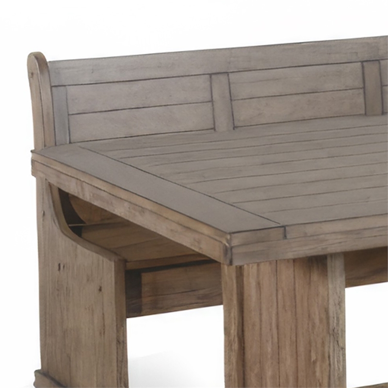 Pemberly Row 4pc Corner Breakfast Nook Set with Brown Dining Table and Bench