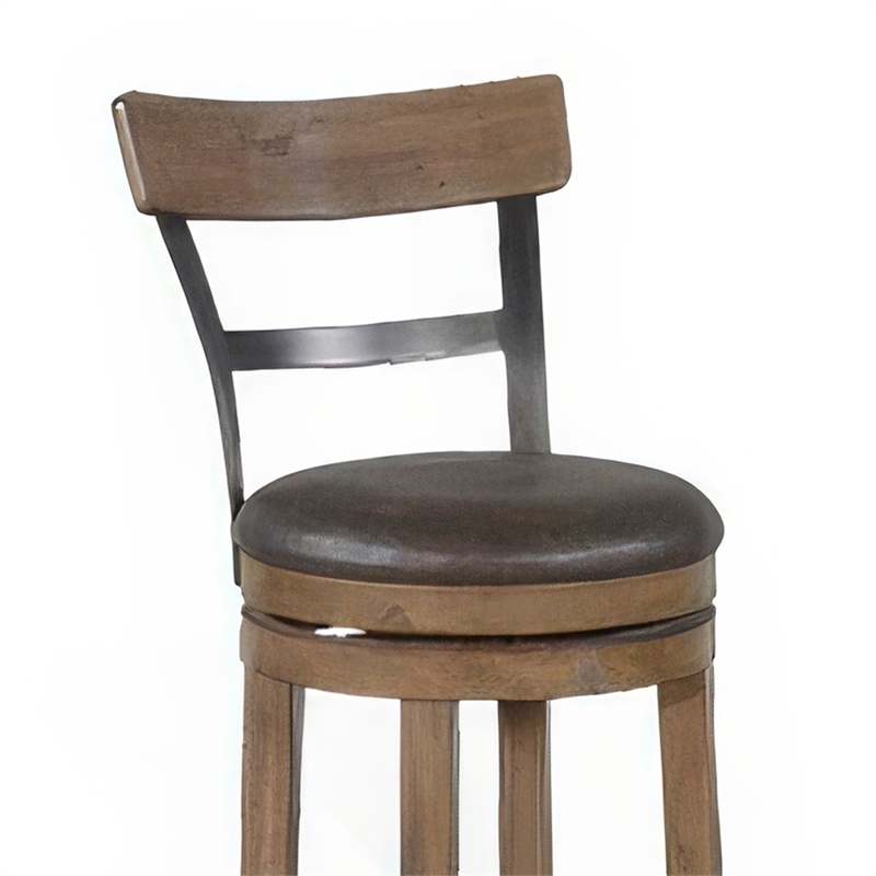Pemberly Row Swivel Counter Stool Chair Set of 2 in Gray Faux Leather Brown