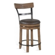 Pemberly Row Swivel Counter Stool Chair Set of 2 in Gray Faux Leather Brown