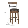 Pemberly Row Swivel Barstool Chair Set of 2 in Gray Faux Leather and Brown