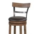 Pemberly Row Swivel Barstool Chair Set of 2 in Gray Faux Leather and Brown