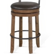 Pemberly Row Swivel Barstool Chair Set of 2 in Gray Faux Leather and Brown