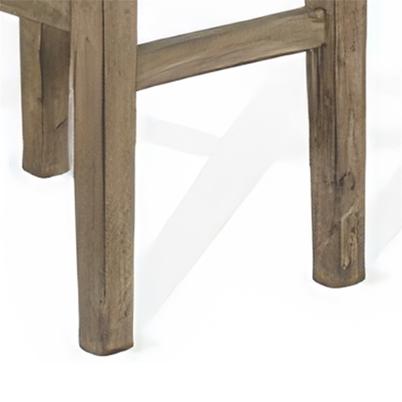 Pemberly Row Backless Barstool Set of 2 with Black Faux Leather Cushion in Taupe