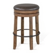 Pemberly Row Swivel Backless Barstool Set of 2 in Gray Faux Leather Brown