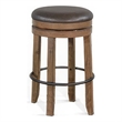 Pemberly Row Swivel Backless Barstool Set of 2 in Gray Faux Leather Brown