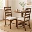 Pemberly Row Ladderback Dining Chair Set of 2 with White Seat in Brown Mahogany