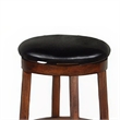 Pemberly Row Swivel Barstool Set of 2 in Black Faux Leather and Brown