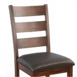 Pemberly Row Ladderback Dining Chair Set of 2 in Dark Gray Faux Leather Brown