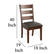 Pemberly Row Ladderback Dining Chair Set of 2 in Dark Gray Faux Leather Brown