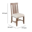 Pemberly Row Slat Back Dining Chair Set of 2 in White Fabric Dark Brown Wood