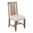 Pemberly Row Slat Back Dining Chair Set of 2 in White Fabric Dark Brown Wood