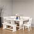 Pemberly Row 4pc Breakfast Nook Set with Dining Table and Corner Bench in White