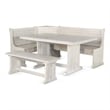 Pemberly Row 4pc Breakfast Nook Set with Dining Table and Corner Bench in White