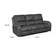 Pemberly Row 87 Inch Reclining Sofa with Pillow Tufted Gray Faux Leather