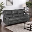 Pemberly Row 87 Inch Reclining Sofa with Pillow Tufted Gray Faux Leather