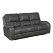 Pemberly Row 87 Inch Reclining Sofa with Pillow Tufted Gray Faux Leather