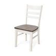 Pemberly Row Dining Chair Set of 2 with Ladderback Design in White and Brown
