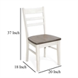 Pemberly Row Dining Chair Set of 2 with Ladderback Design in White and Brown