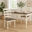 Pemberly Row Dining Chair Set of 2 Ladder Back in Dark Brown and White Wood