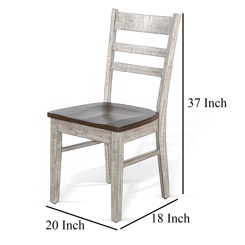 Pemberly Row Dining Chair Set of 2 with Ladderback Design in Gray and Brown