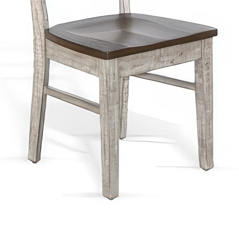 Pemberly Row Dining Chair Set of 2 with Ladderback Design in Gray and Brown
