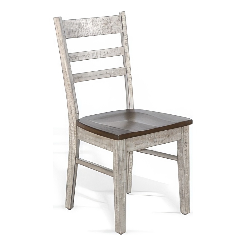 Pemberly Row Dining Chair Set of 2 with Ladderback Design in Gray and Brown