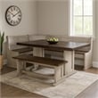 Pemberly Row 4pc Corner Breakfast Nook Set in Gray Brown with Table and Bench