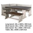 Pemberly Row 4pc Corner Breakfast Nook Set in Gray Brown with Table and Bench