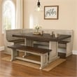 Pemberly Row 4pc Corner Breakfast Nook Set in Gray Brown with Table and Bench