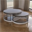 Pemberly Row 2 Piece Nesting Coffee Tables in Dark Brown and Black Metal