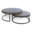 Pemberly Row 2 Piece Nesting Coffee Tables in Dark Brown and Black Metal