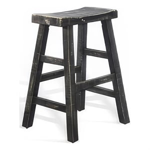 Pemberly Row Counter Stool Set of 2 with Saddle Seat in Black Sand Wood