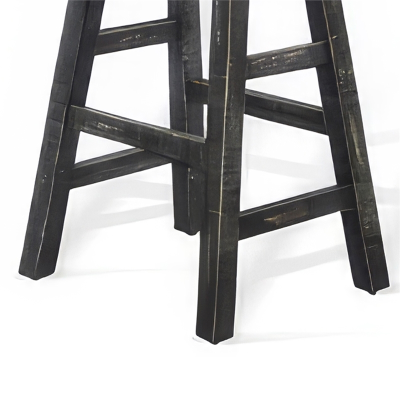 Pemberly Row Counter Stool Set of 2 with Saddle Seat in Black Sand Wood