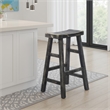 Pemberly Row Barstool Set of 2 with Saddle Style Seat in Black Sand Wood