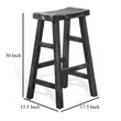 Pemberly Row Barstool Set of 2 with Saddle Style Seat in Black Sand Wood