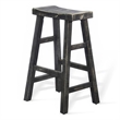 Pemberly Row Barstool Set of 2 with Saddle Style Seat in Black Sand Wood