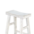 Pemberly Row Bar Stool Set of 2 with Saddle Style Seat in White Sand Wood