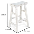Pemberly Row Bar Stool Set of 2 with Saddle Style Seat in White Sand Wood