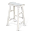 Pemberly Row Bar Stool Set of 2 with Saddle Style Seat in White Sand Wood