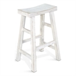 Pemberly Row Bar Stool Set of 2 with Saddle Style Seat in White Sand Wood