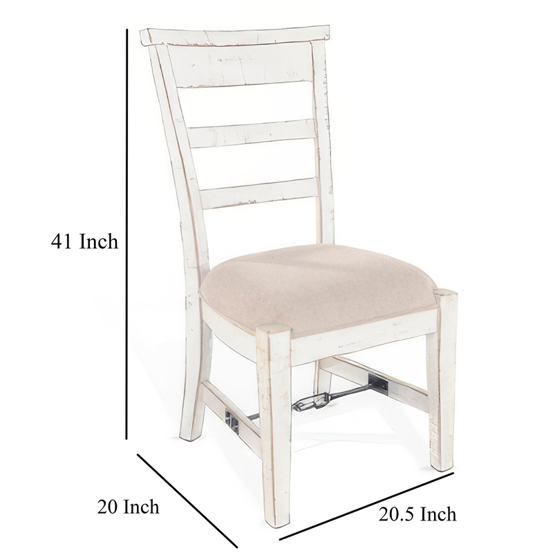 Pemberly Row Dining Armchair Set of 2 with Metal Turnbuckle in White Wood