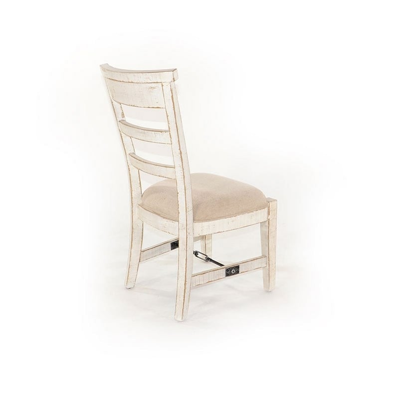Pemberly Row Dining Armchair Set of 2 with Metal Turnbuckle in White Wood