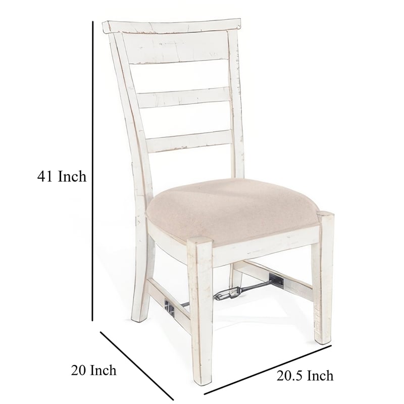 Pemberly Row Dining Armchair Set of 2 with Metal Turnbuckle in White Wood