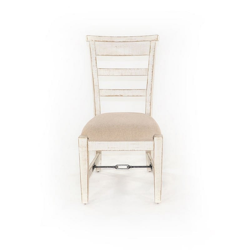 Pemberly Row Dining Armchair Set of 2 with Metal Turnbuckle in White Wood