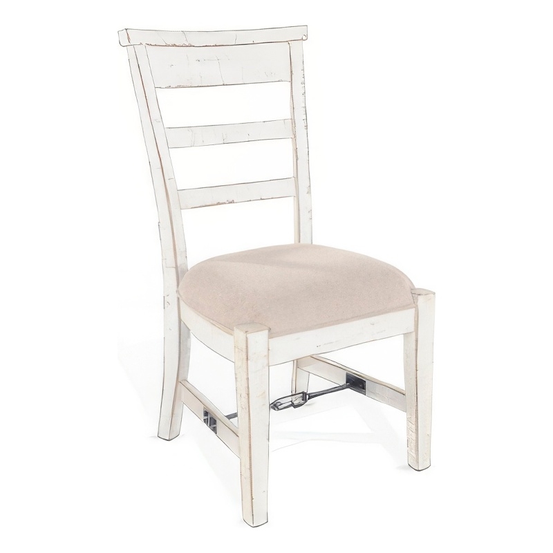 Pemberly Row Dining Armchair Set of 2 with Metal Turnbuckle in White Wood