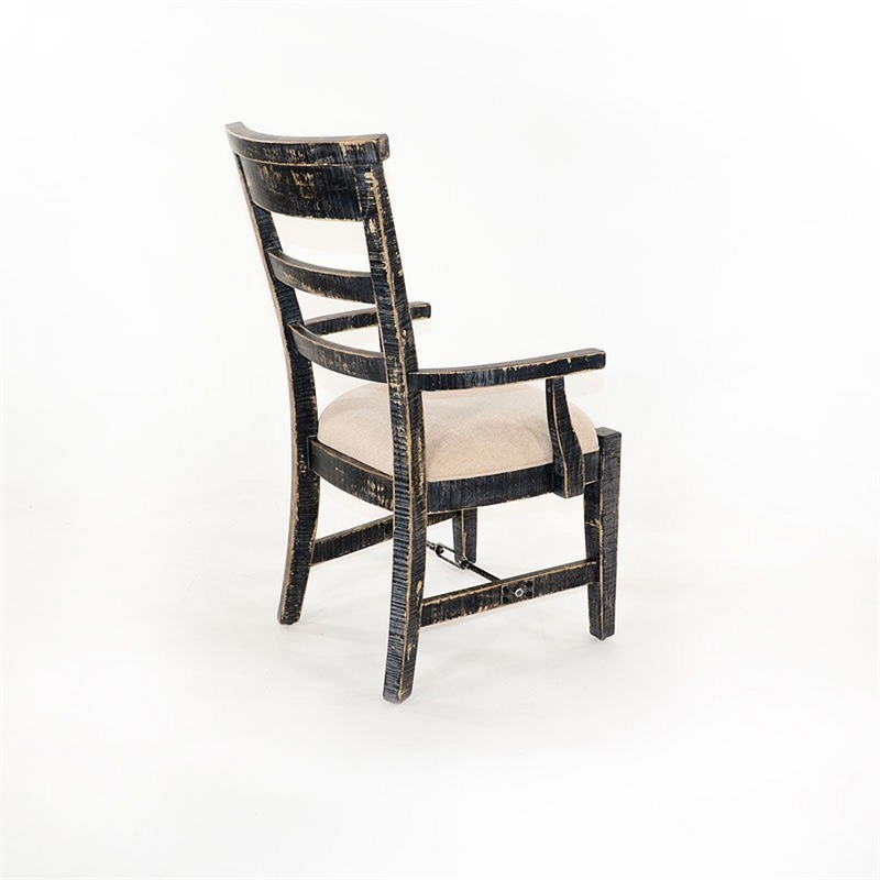 Pemberly Row Dining Armchair Set of 2 with Metal Turnbuckle in Black Wood