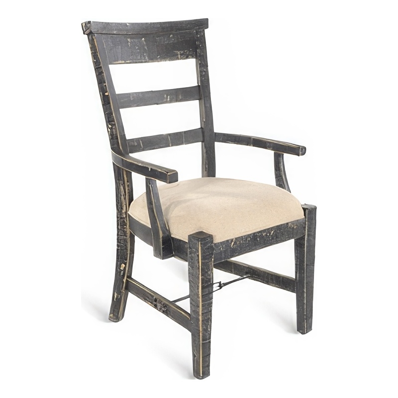 Pemberly Row Dining Armchair Set of 2 with Metal Turnbuckle in Black Wood