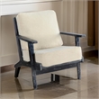 Pemberly Row Accent Lounge Chair with Beige Seat in Distressed Black Wood
