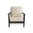 Pemberly Row Accent Lounge Chair with Beige Seat in Distressed Black Wood